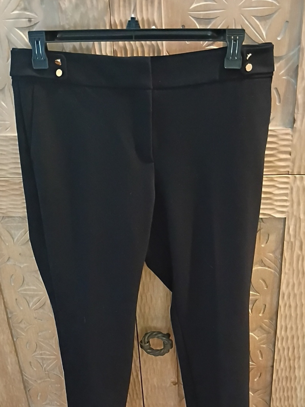 LOFT Black Ponte Pull-On Leggings with Gold Accent